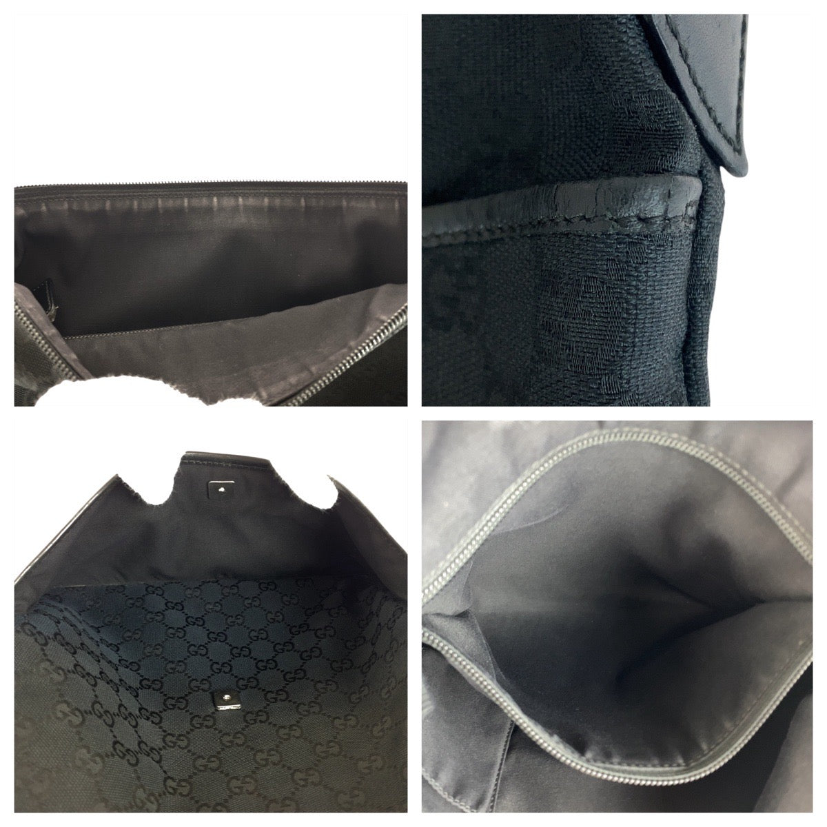 GUCCI Shoulder Bag 145857 GG canvas Black SilverMetal