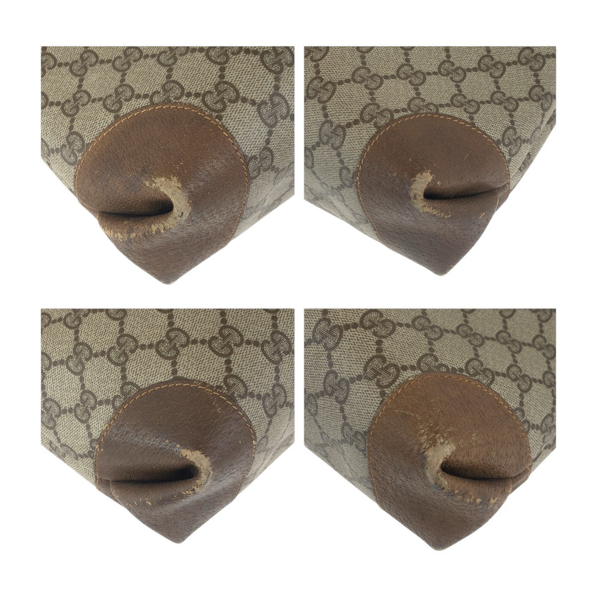 GUCCI Tote Bag 002 904 0131 GG Supreme Canvas Beige Brown Gold Metal Old Gucci Shelly Line