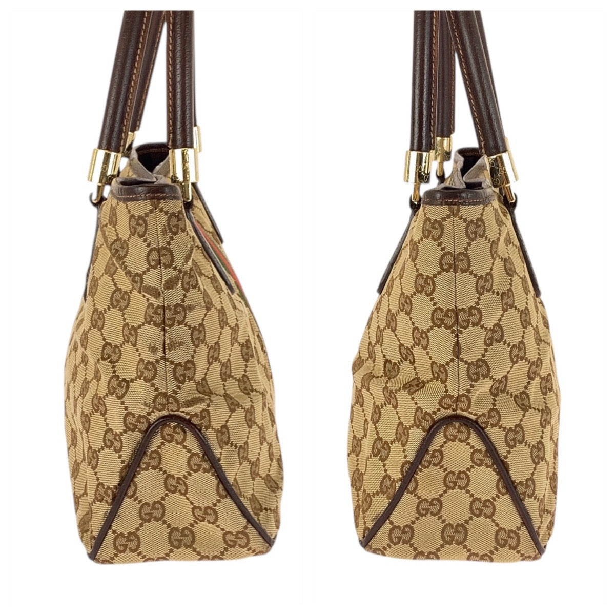 GUCCI Tote Bag 161717 GG canvas Beige Ivory Brown Sherry line