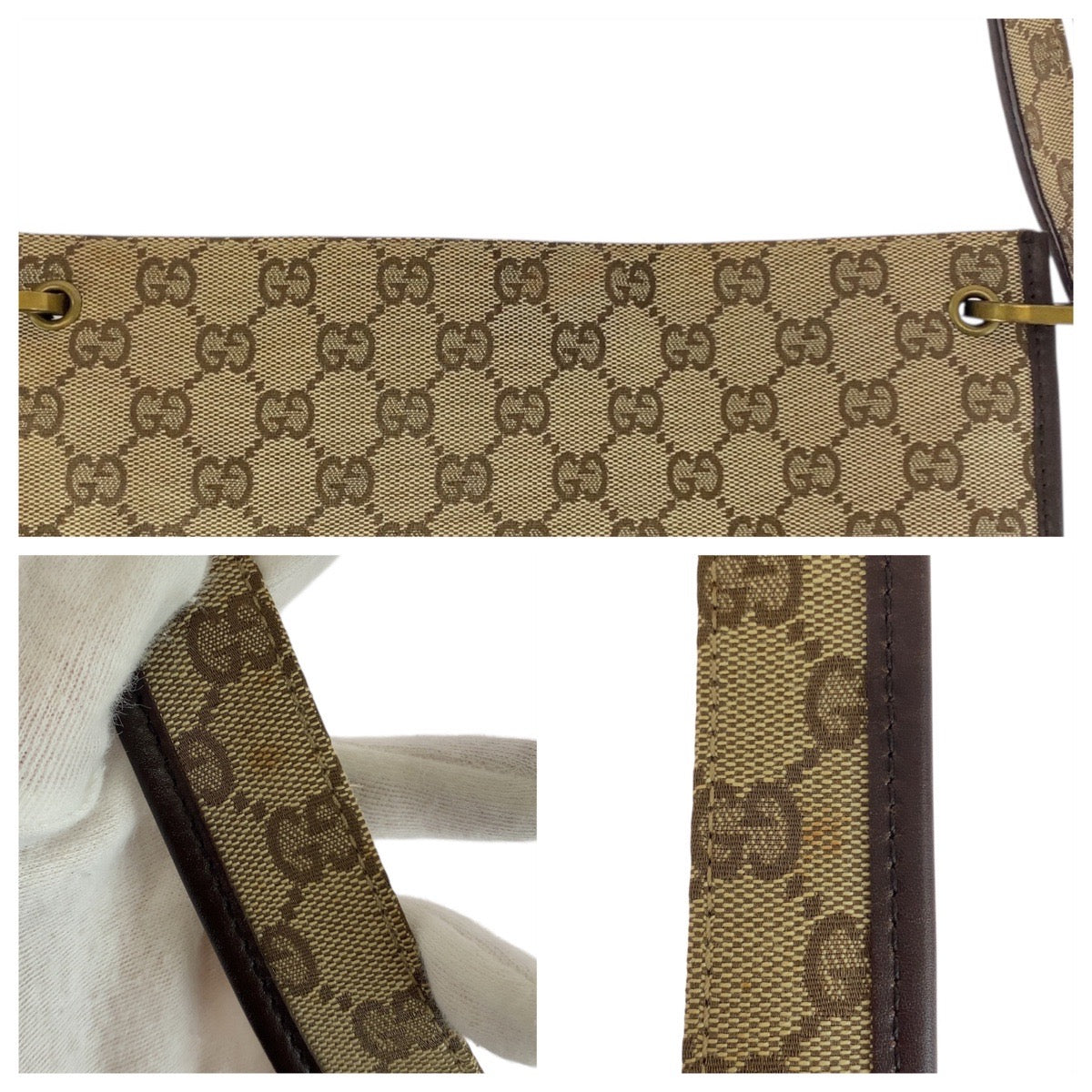 GUCCI Shoulder Bag 91762 GG canvas Beige brown