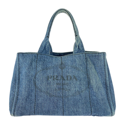PRADA Tote Bag canvas Blue GoldMetal Canapa TriangleWith logo