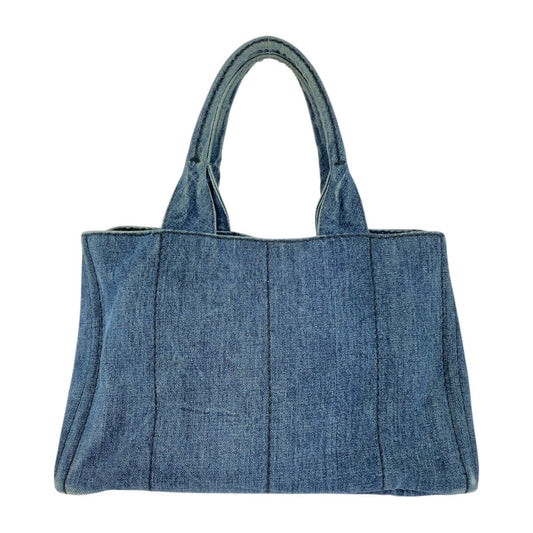PRADA Tote Bag canvas Blue GoldMetal Canapa TriangleWith logo