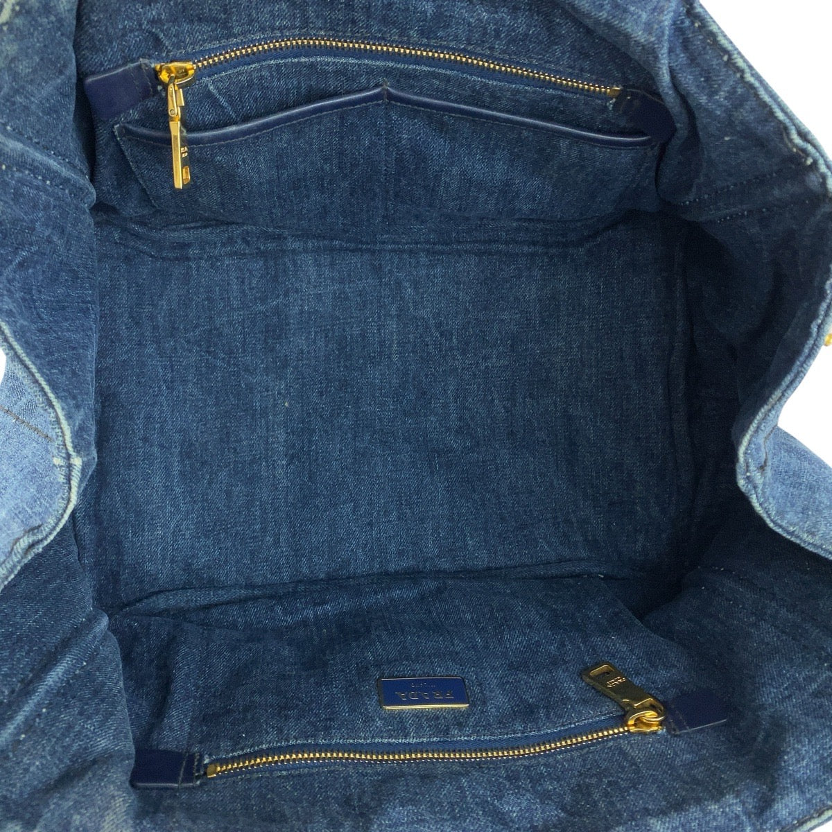 PRADA Tote Bag canvas Blue GoldMetal Canapa TriangleWith logo