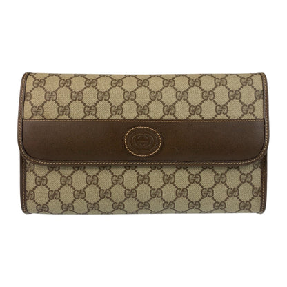 GUCCI Clutch bag 004 261 0264 GG Supreme Canvas Beige Brown Gold Metal