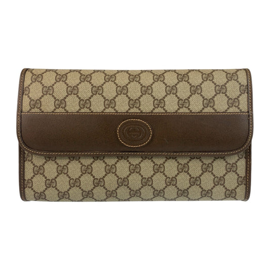 GUCCI Clutch bag 004 261 0264 GG Supreme Canvas Beige Brown Gold Metal