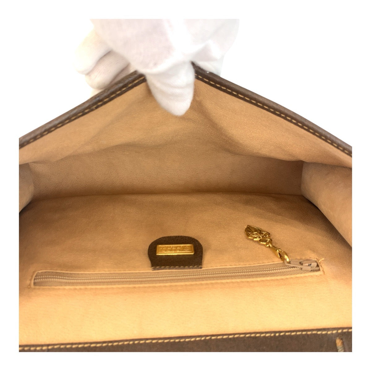 GUCCI Clutch bag 004 261 0264 GG Supreme Canvas Beige Brown Gold Metal