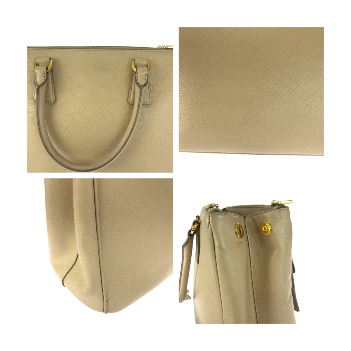PRADA Shoulder Bag BN2674 leather beige Safiano Triangle With logo