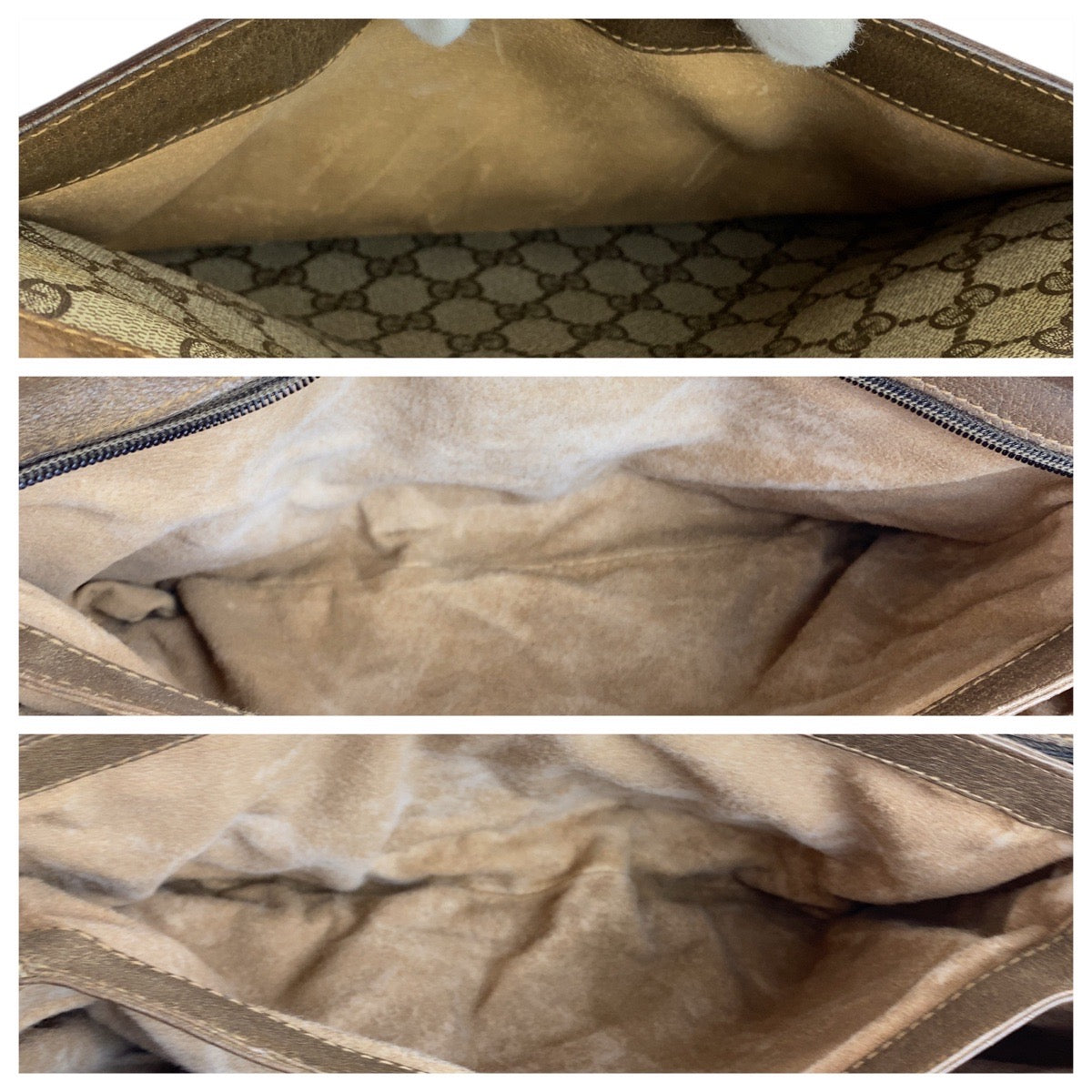 GUCCI Handbag 14 02 013 GG Supreme Canvas Brown Beige Gold Metal Old Gucci Shelly Line