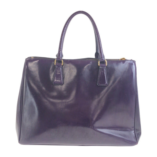 PRADA Tote Bag enamel Purple Gold Metal Galleria Triangle With logo
