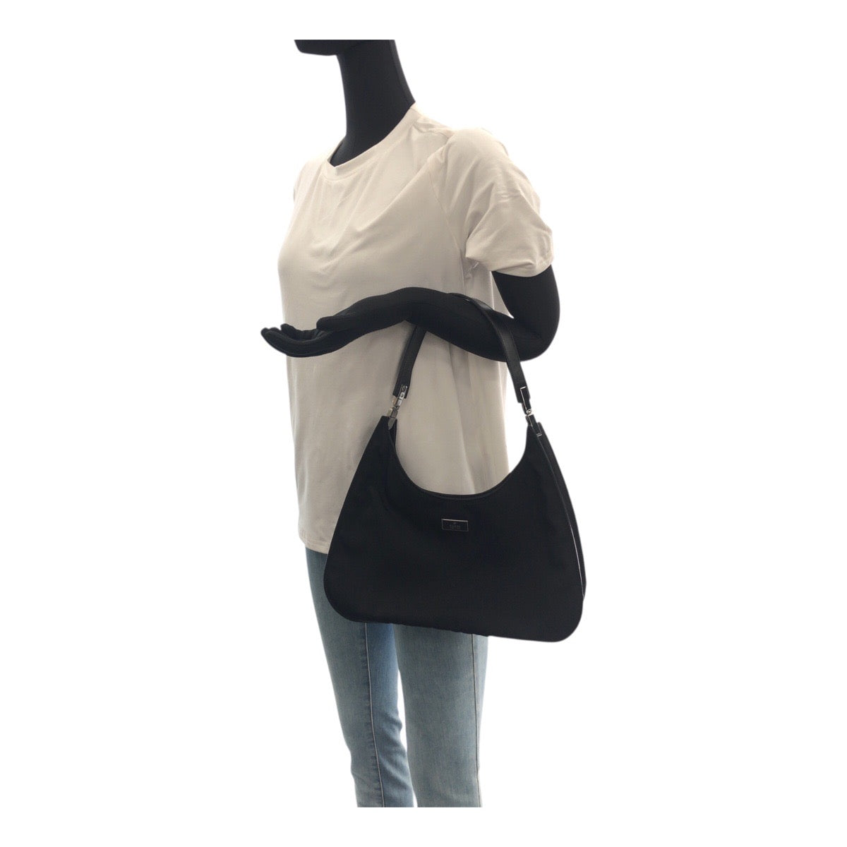 GUCCI Shoulder Bag 001 3767 Nylon Black Silver Metal