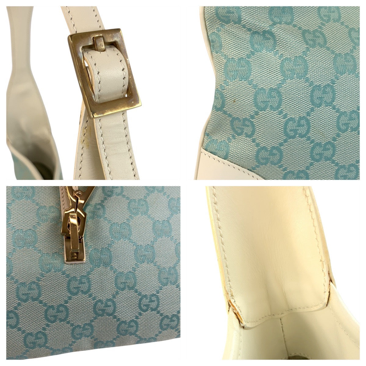 GUCCI Shoulder Bag 001 4057 GG canvas Light blue Jackie