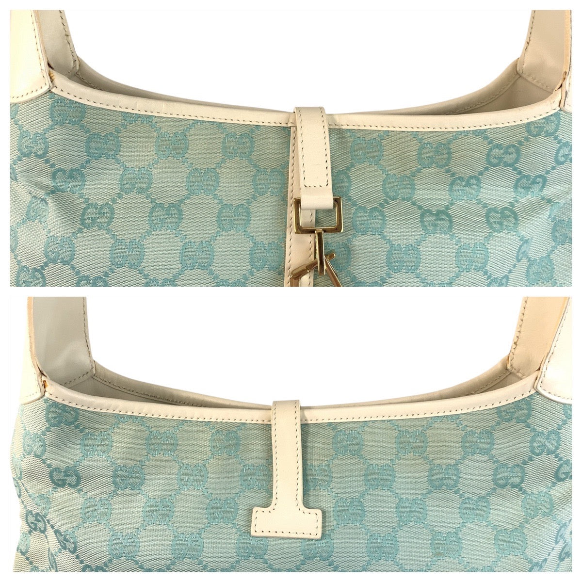GUCCI Shoulder Bag 001 4057 GG canvas Light blue Jackie