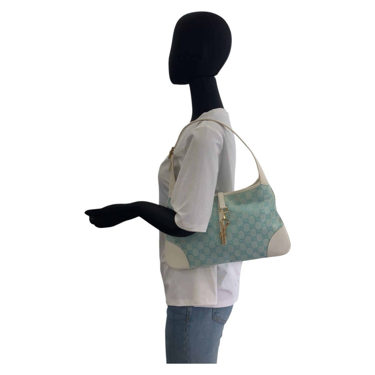GUCCI Shoulder Bag 001 4057 GG canvas Light blue Jackie