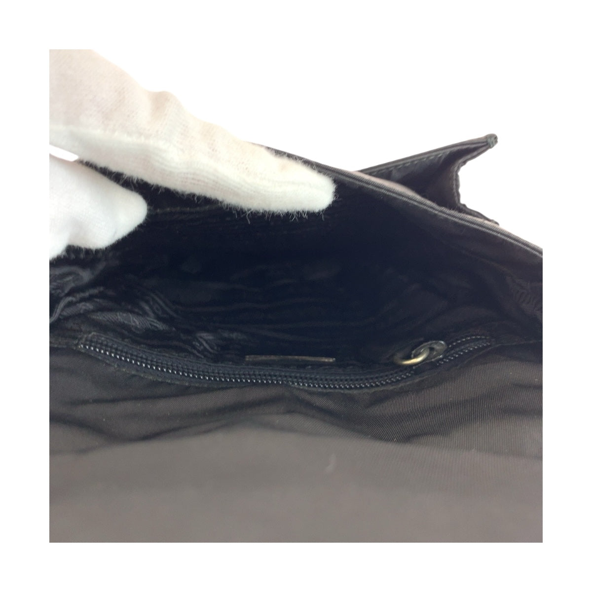 PRADA Shoulder Bag Nylon Black SilverMetal