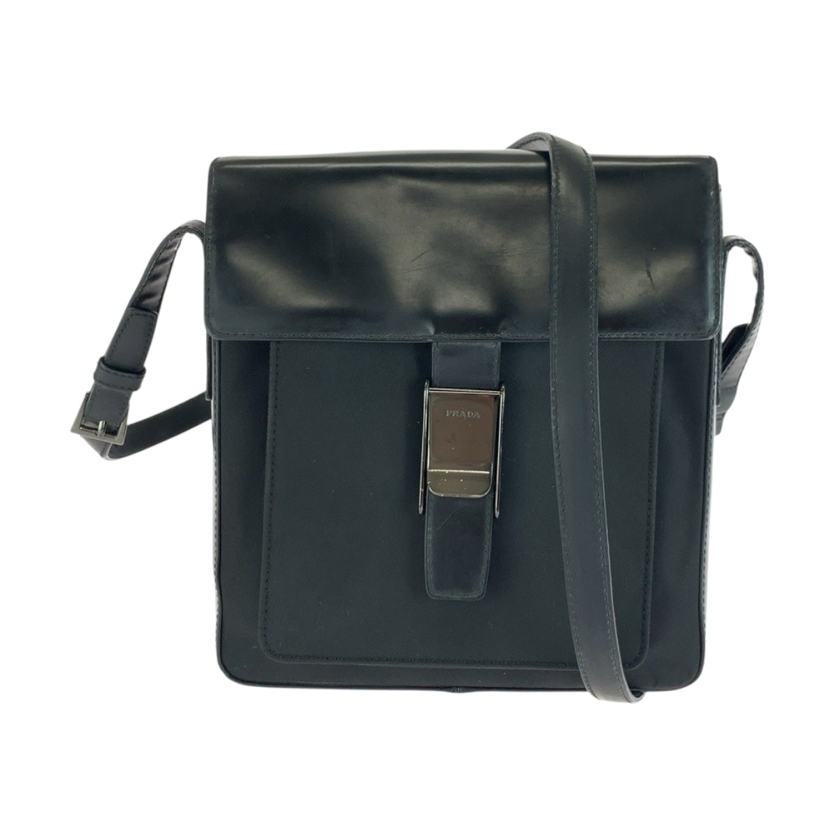 PRADA Shoulder Bag Nylon Black SilverMetal