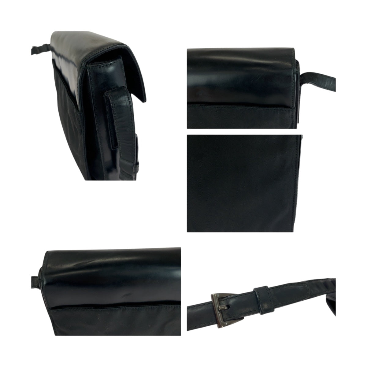 PRADA Shoulder Bag Nylon Black SilverMetal