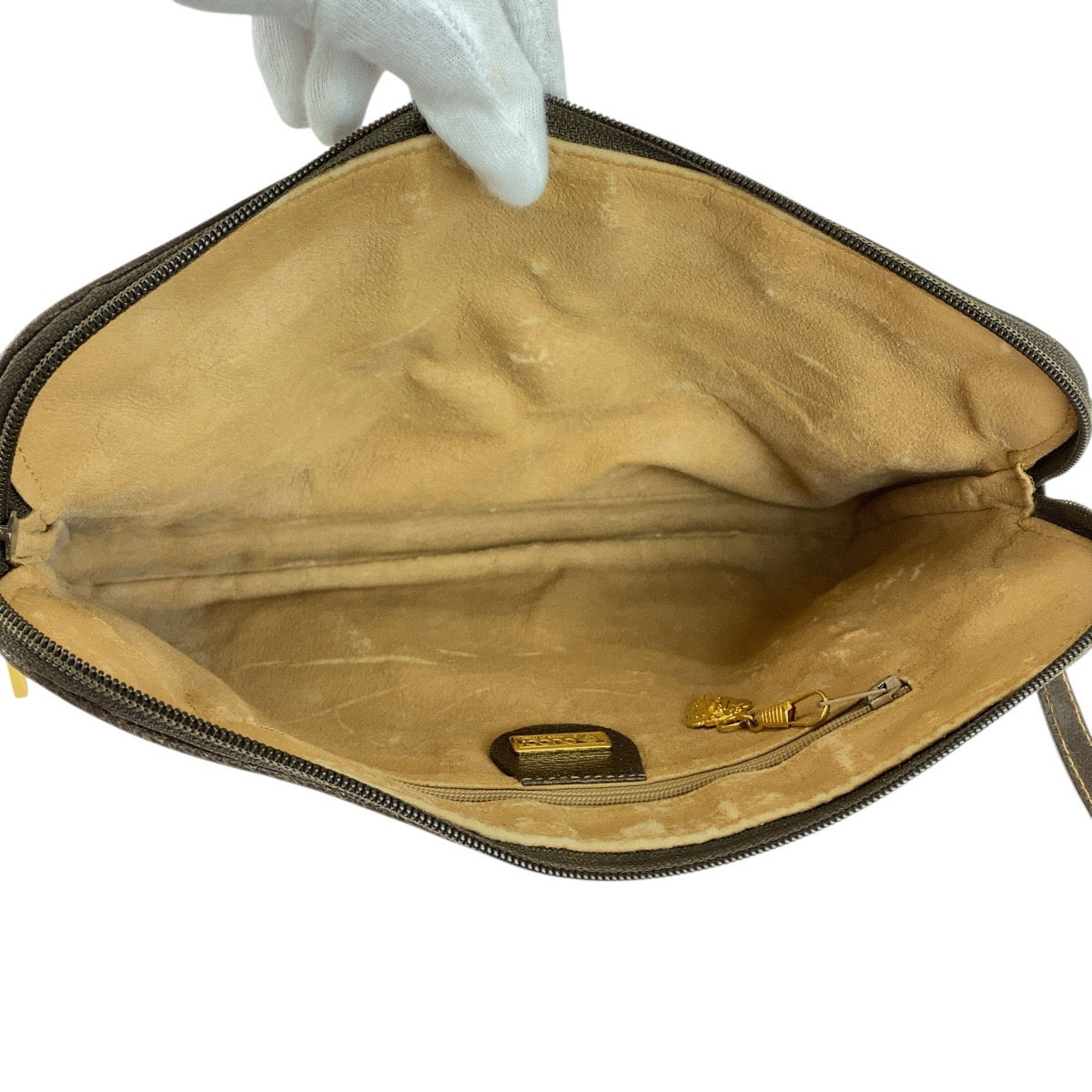 GUCCI Shoulder Bag 004 92 0230 GG Supreme Canvas Brown Beige Gold Metal Old Gucci