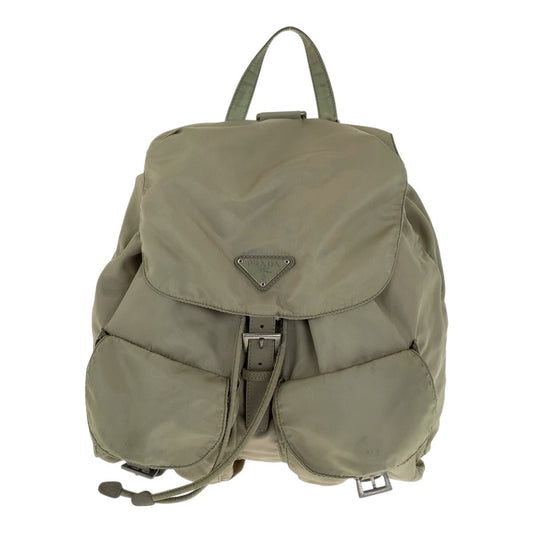 PRADA Backpack Nylon Khaki Silver Test Triangle With logo