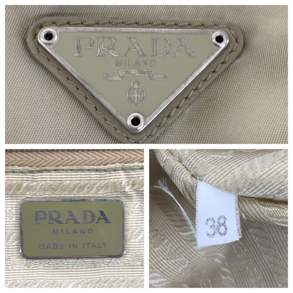 PRADA Backpack Nylon Khaki Silver Test Triangle With logo