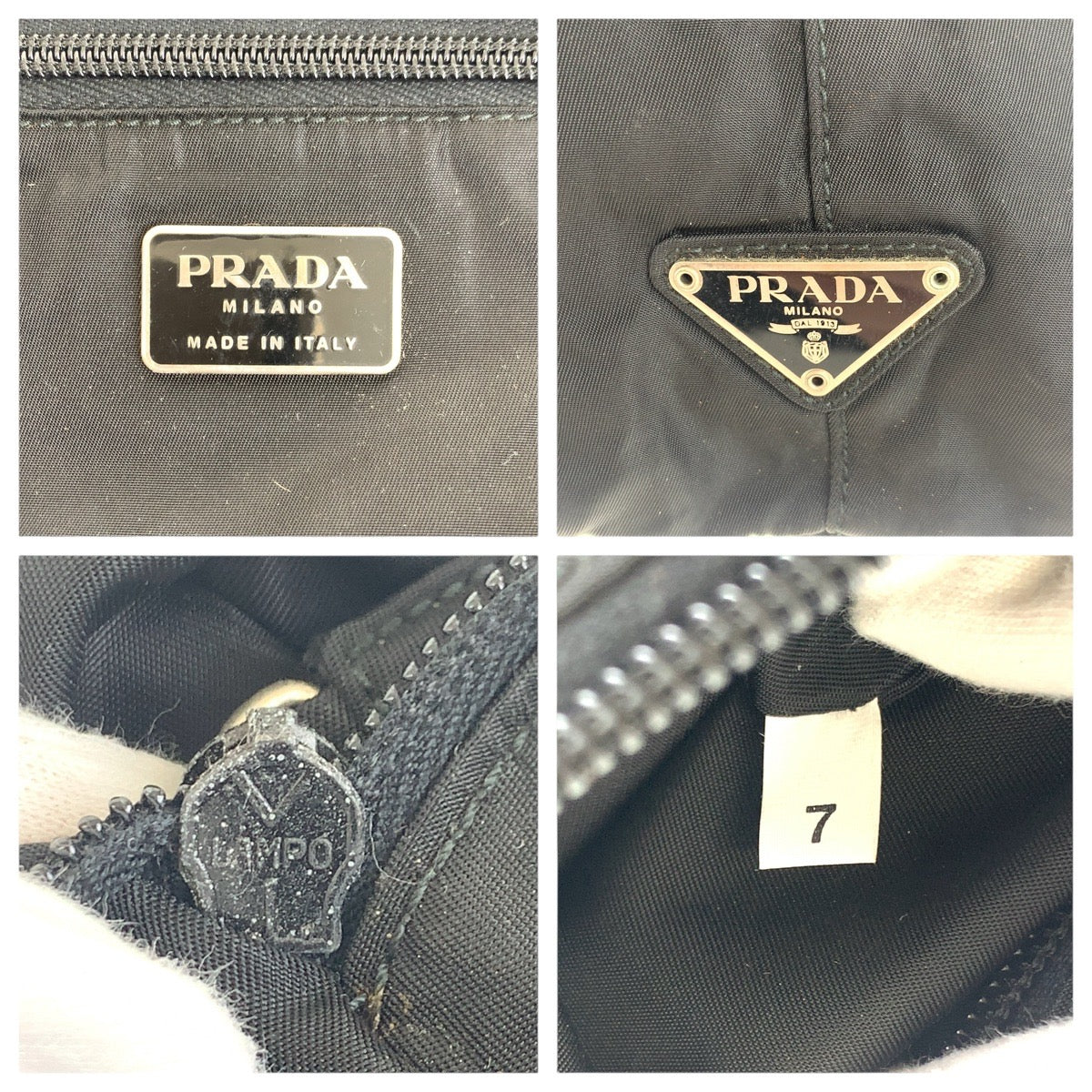 PRADA Tote Bag Nylon Black SilverMetal Test Triangle With logo