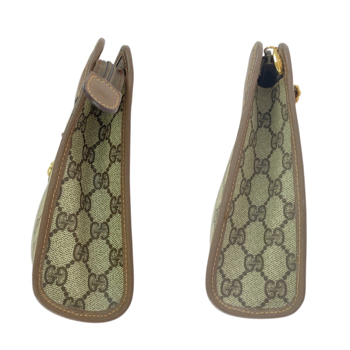 GUCCI Clutch bag 014 122 6063 GG Supreme Canvas Beige Brown Gold Metal Old Gucci