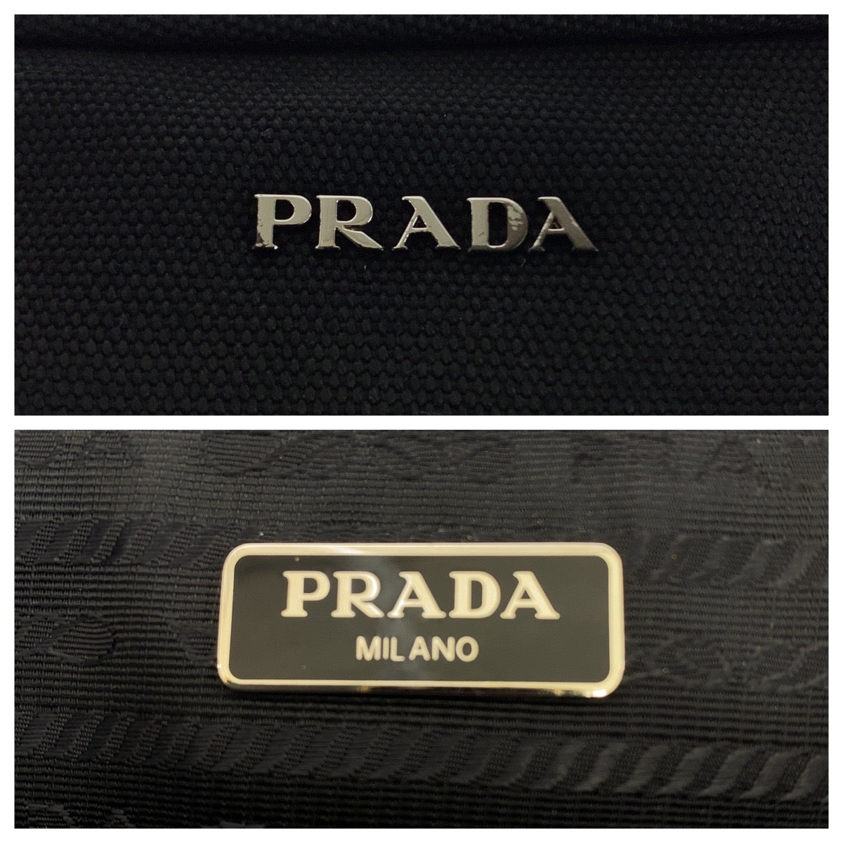 PRADA Clutch bag canvas Black SilverMetal