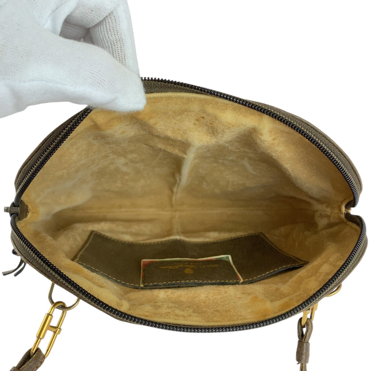 GUCCI Shoulder Bag 904 02 047 GG Supreme Canvas Beige Brown Gold Metal Old Gucci Shelly Line
