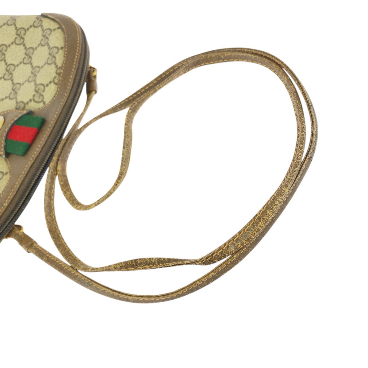 GUCCI Shoulder Bag 904 02 047 GG Supreme Canvas Beige Brown Gold Metal Old Gucci Shelly Line