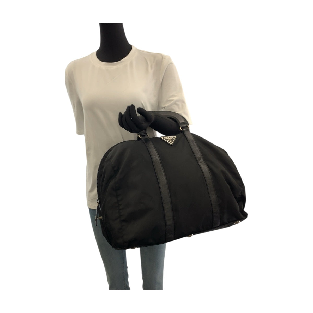 PRADA Boston Duffel bag Nylon black Test Triangle With logo
