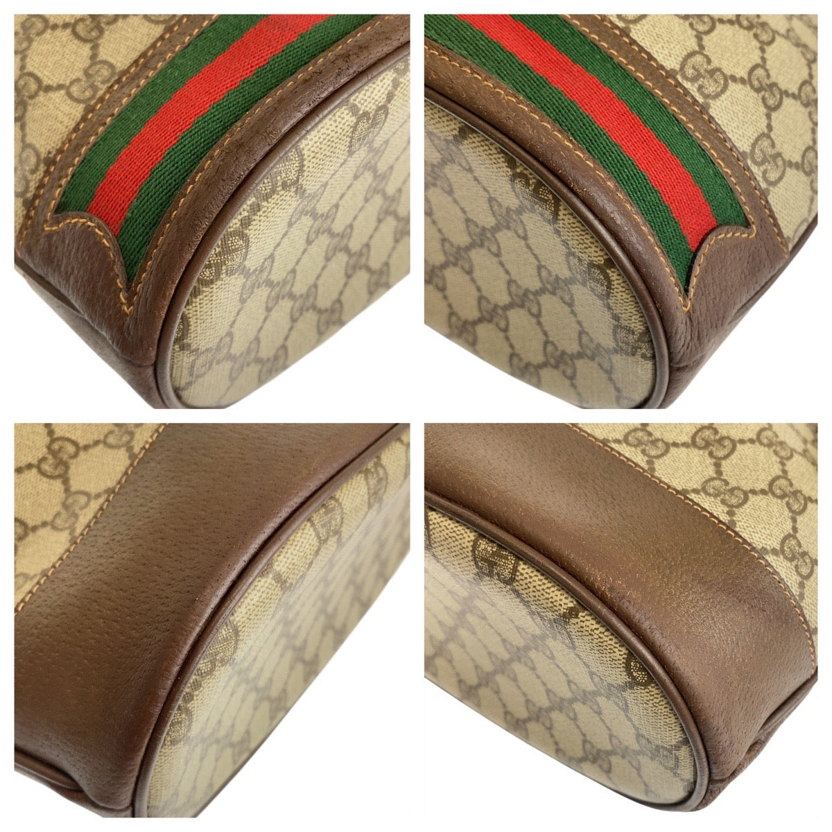 GUCCI Shoulder Bag 164 02 085 GG Supreme Canvas Beige Brown Gold Metal Old Gucci Shelly Line