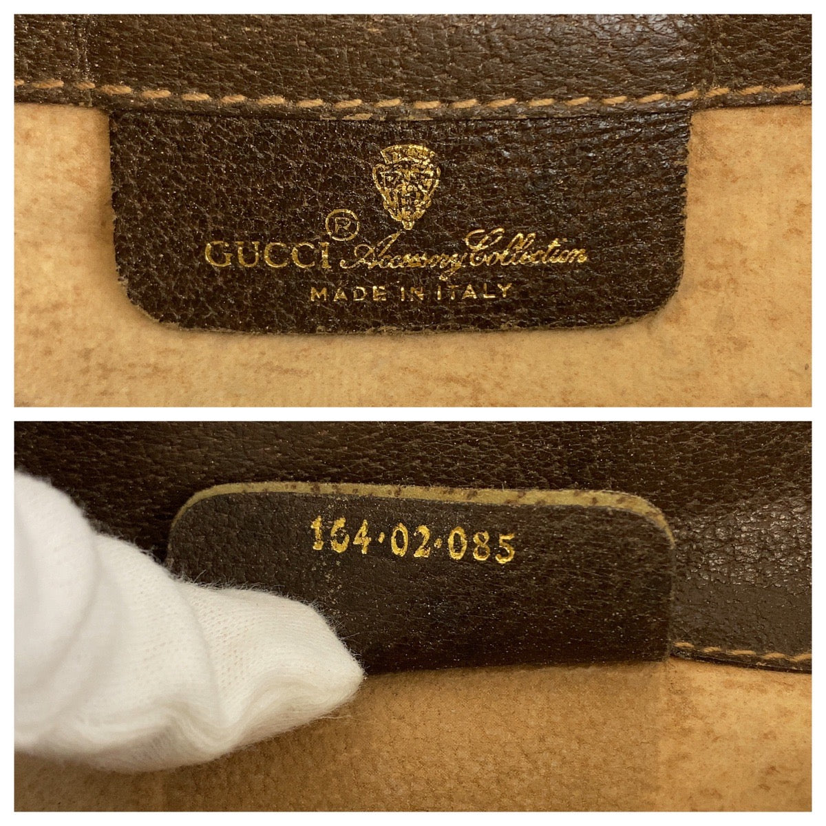 GUCCI Shoulder Bag 164 02 085 GG Supreme Canvas Beige Brown Gold Metal Old Gucci Shelly Line