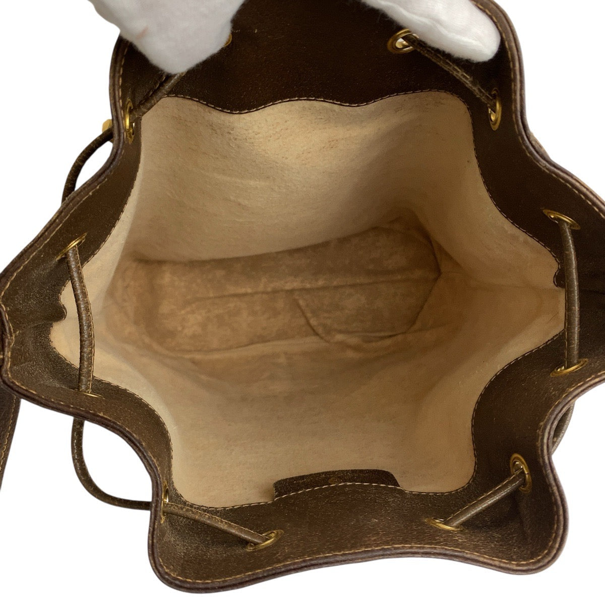 GUCCI Shoulder Bag 164 02 085 GG Supreme Canvas Beige Brown Gold Metal Old Gucci Shelly Line