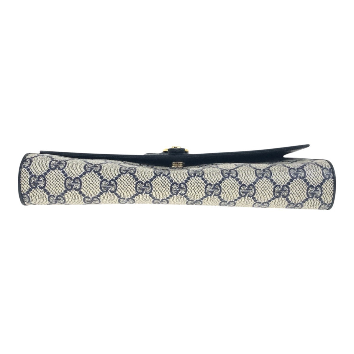 GUCCI Shoulder Bag 94 02 050 GG Supreme Canvas Navy Gray Gold Metal Old Gucci