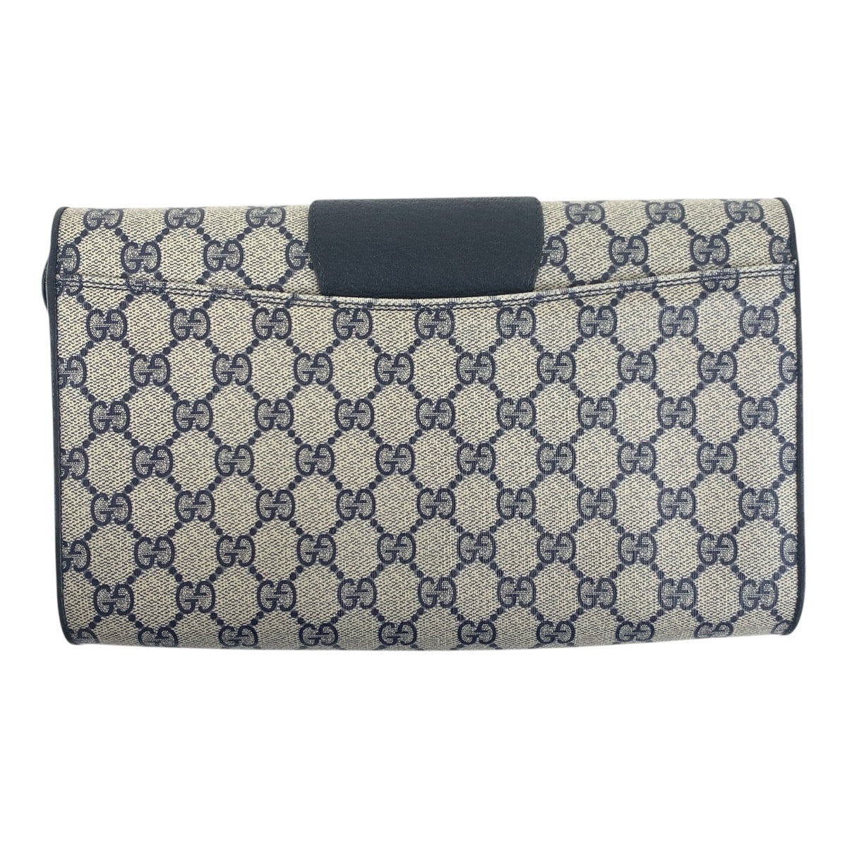 GUCCI Shoulder Bag 94 02 050 GG Supreme Canvas Navy Gray Gold Metal Old Gucci