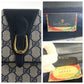 GUCCI Shoulder Bag 94 02 050 GG Supreme Canvas Navy Gray Gold Metal Old Gucci