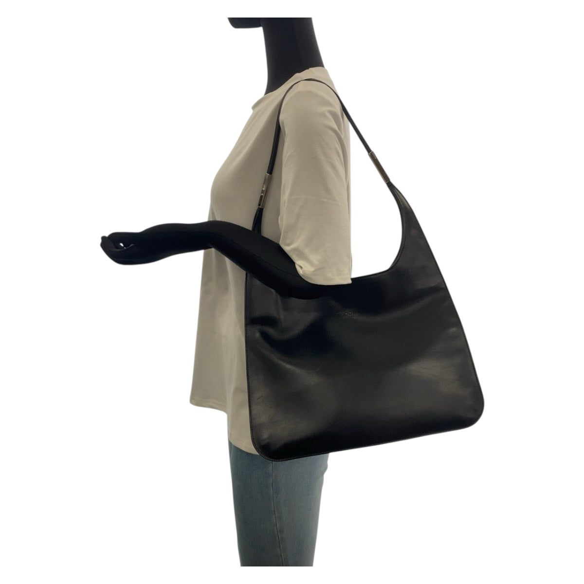 GUCCI Shoulder Bag 001 3167 leather Black SilverMetal
