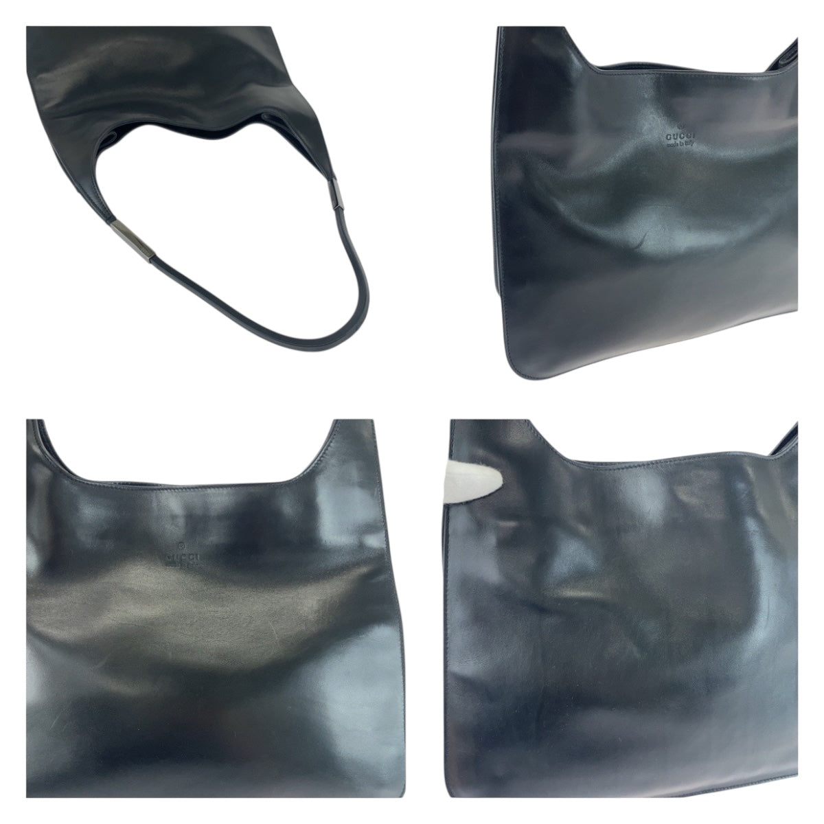 GUCCI Shoulder Bag 001 3167 leather Black SilverMetal