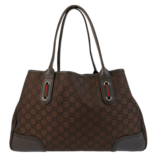 GUCCI Tote Bag 293592 GG canvas Brown Silver Metal Sherry line