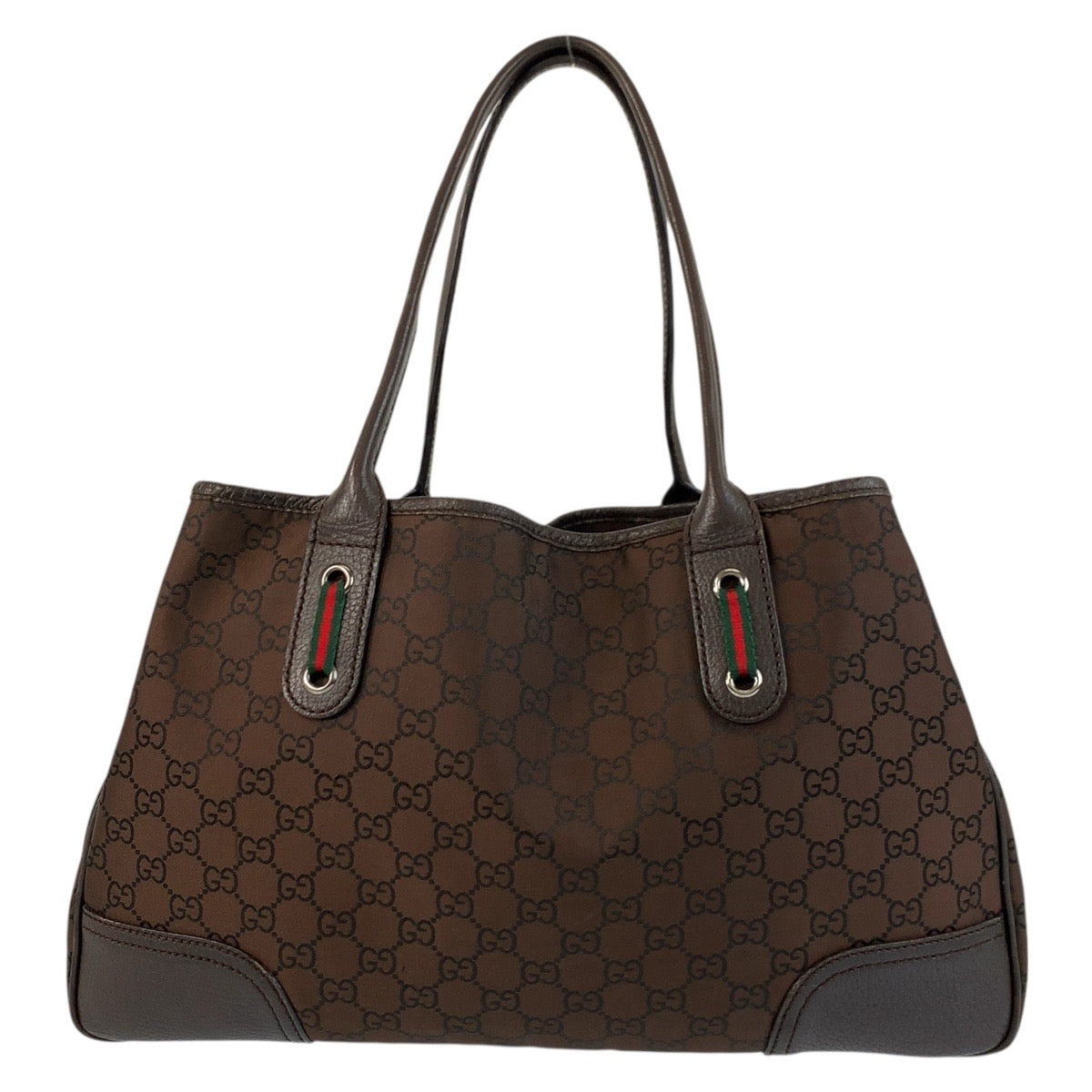 GUCCI Tote Bag 293592 GG canvas Brown Silver Metal Sherry line