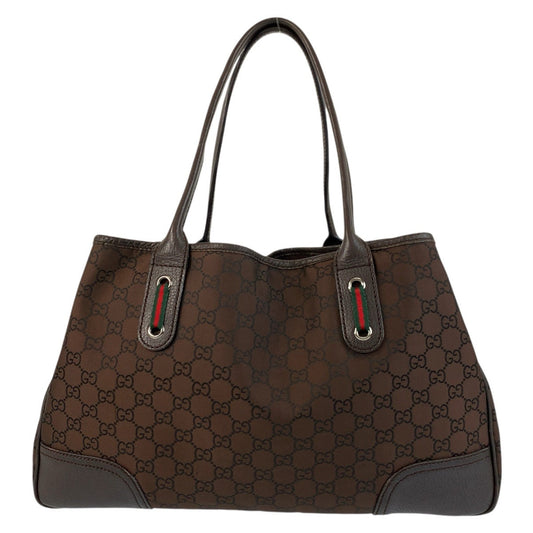 GUCCI Tote Bag 293592 GG canvas Brown Silver Metal Sherry line