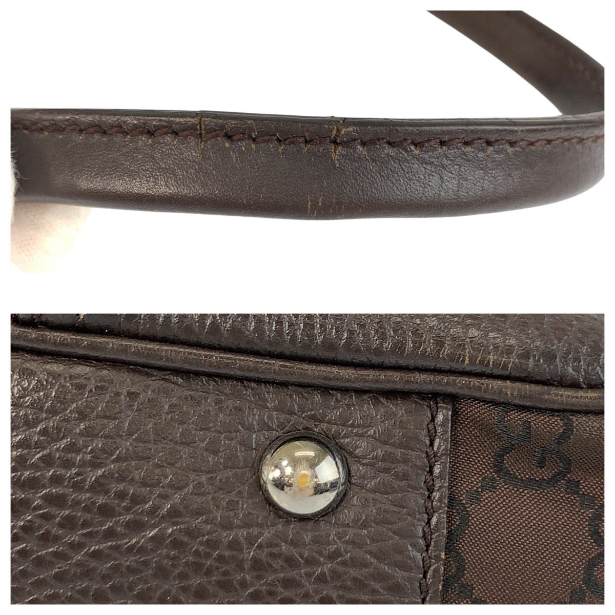 GUCCI Tote Bag 293592 GG canvas Brown Silver Metal Sherry line