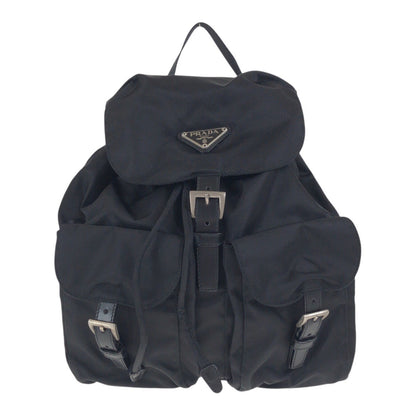 PRADA Backpack Nylon Black SilverMetal Test Triangle With logo