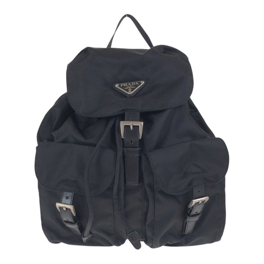PRADA Backpack Nylon Black SilverMetal Test Triangle With logo
