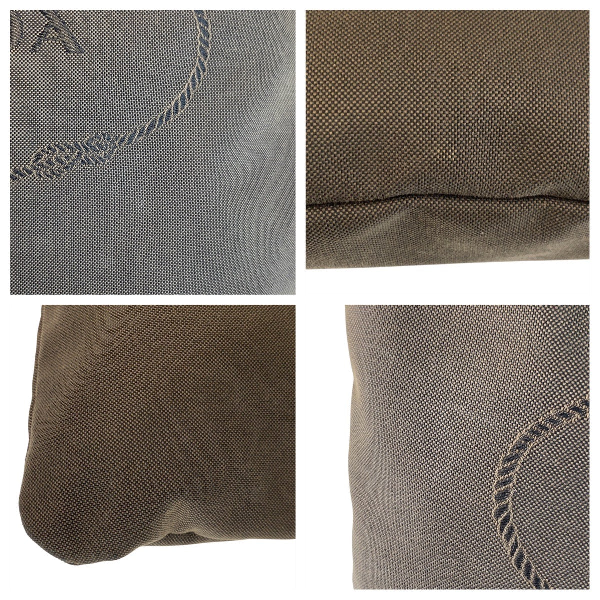PRADA Tote Bag canvas Brown Silver Metal Logo jacquard