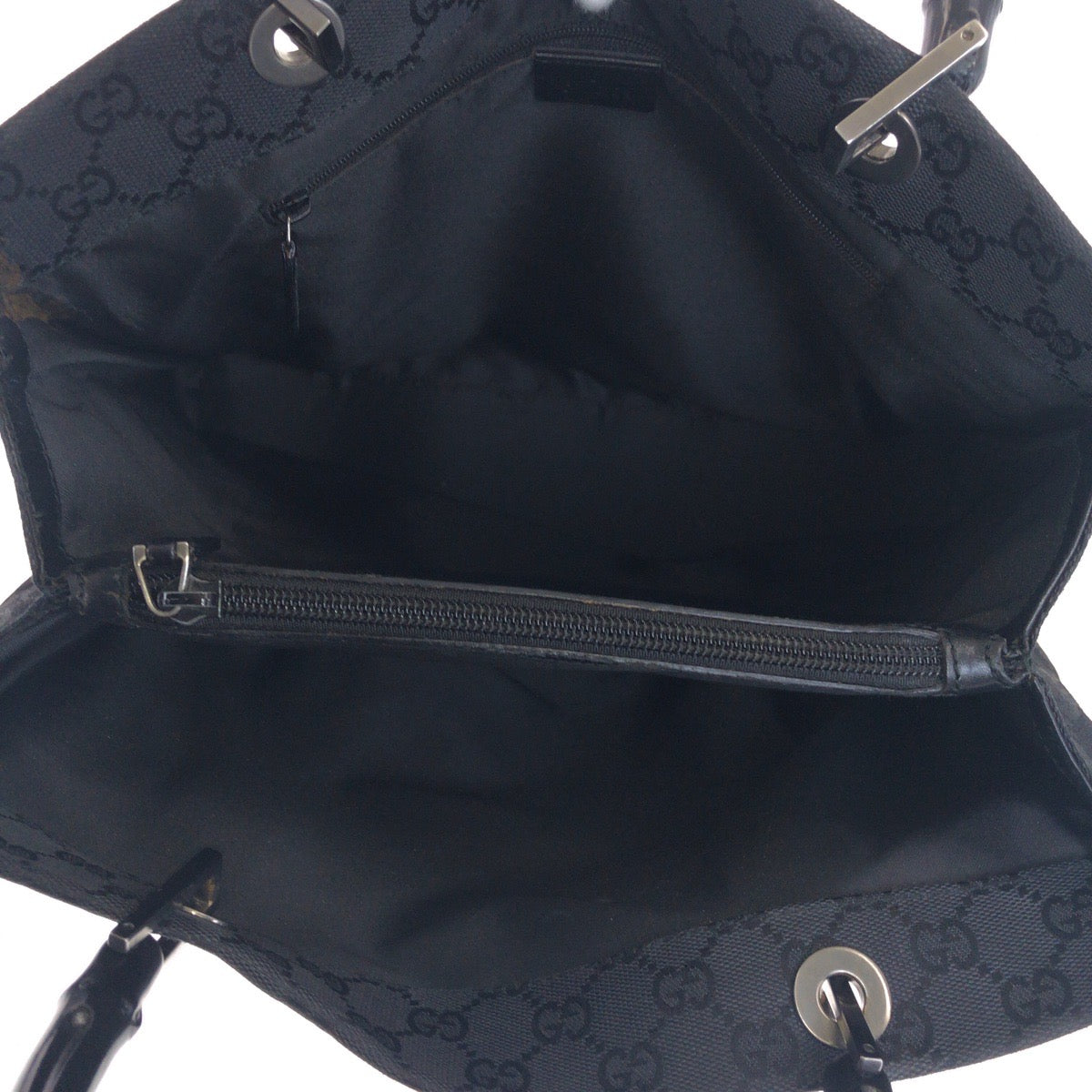 GUCCI Tote Bag 002・1010 GG canvas Black Silver Bamboo