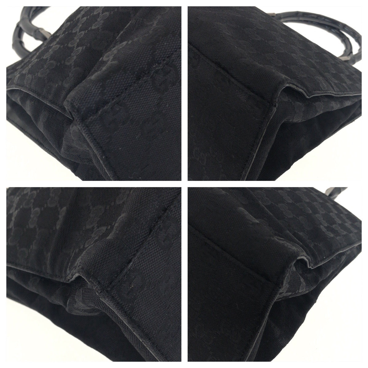 GUCCI Tote Bag 002・1010 GG canvas Black Silver Bamboo