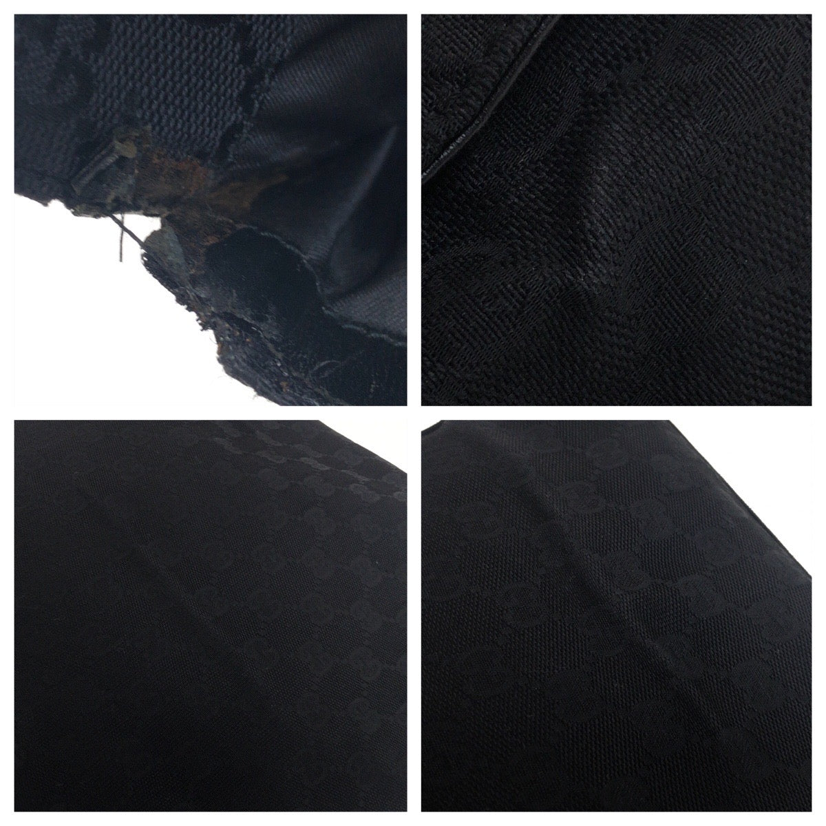 GUCCI Tote Bag 002・1010 GG canvas Black Silver Bamboo