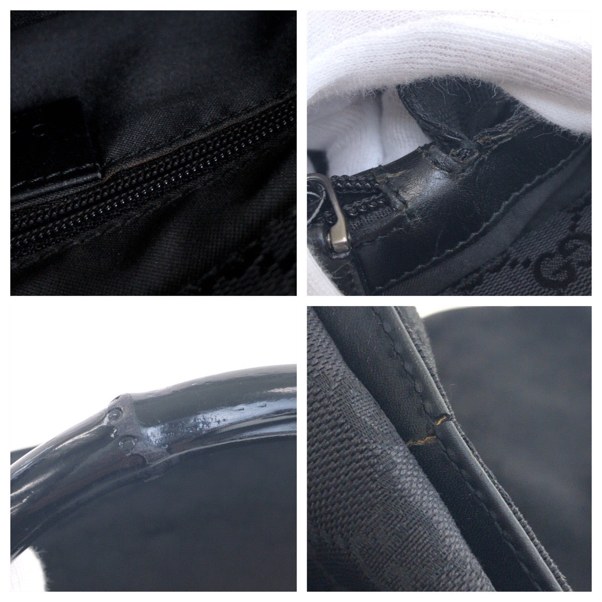 GUCCI Tote Bag 002・1010 GG canvas Black Silver Bamboo