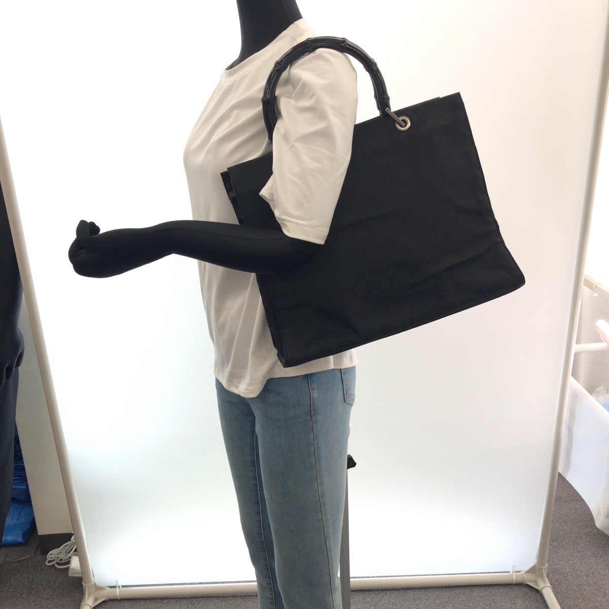 GUCCI Tote Bag 002・1010 GG canvas Black Silver Bamboo