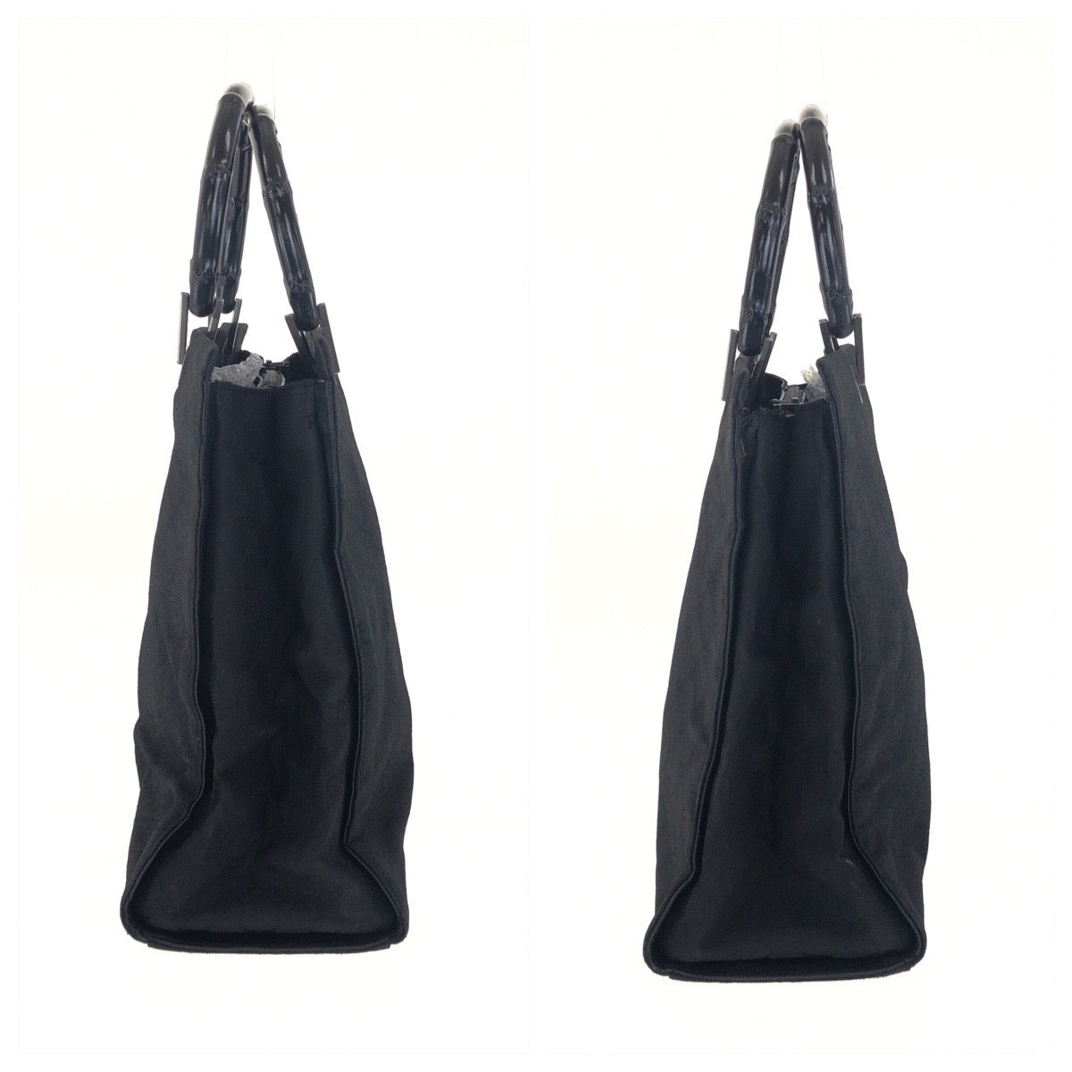 GUCCI Tote Bag 002・1010 GG canvas Black Silver Bamboo